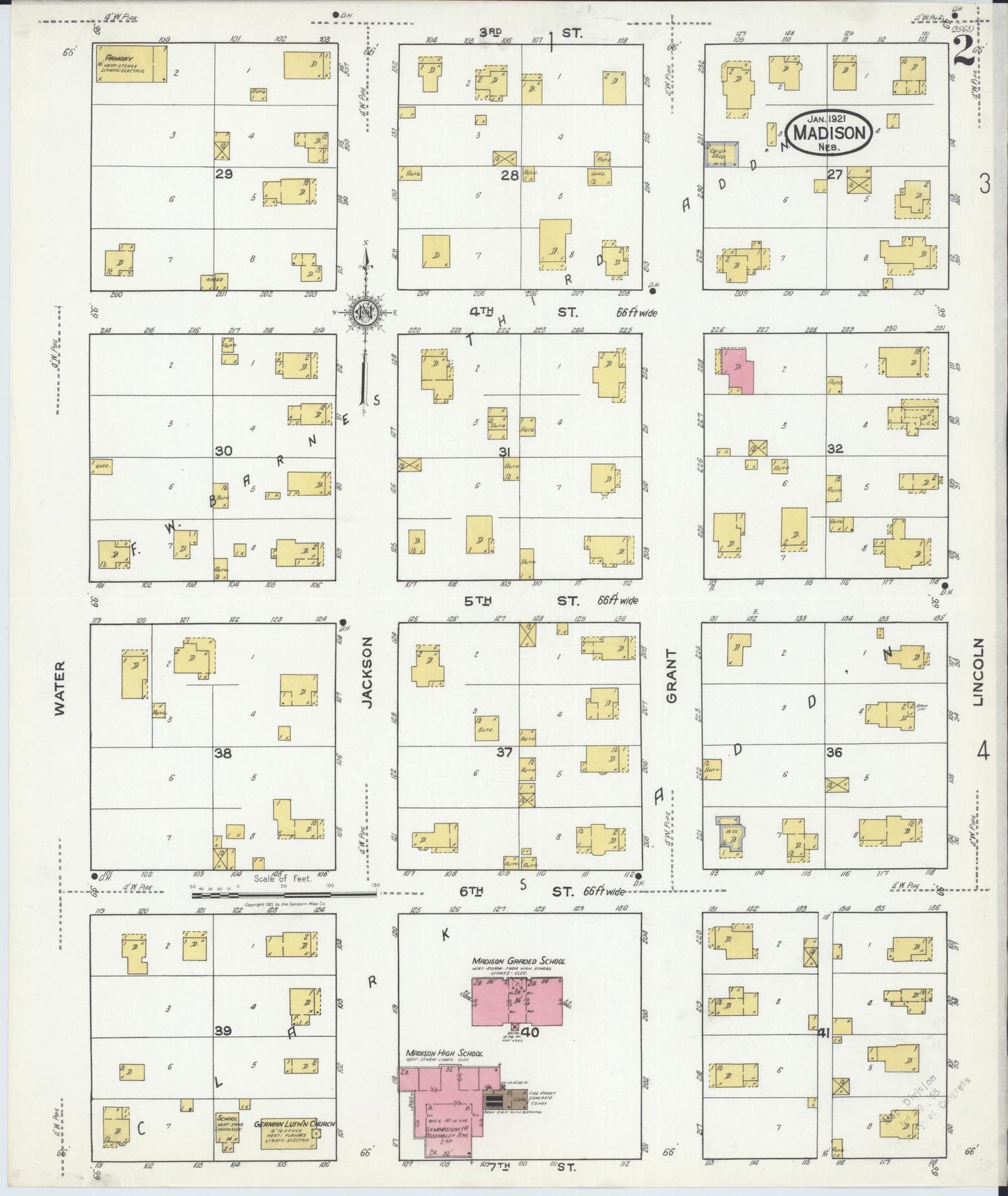 Sanborn Fire Insurance Map from Madison, Madison County, Nebraska (1921), Sheet #0002 - Complete Map Set gallery image, historic Sanborn map, vintage wall art, Nebraska Nebraska