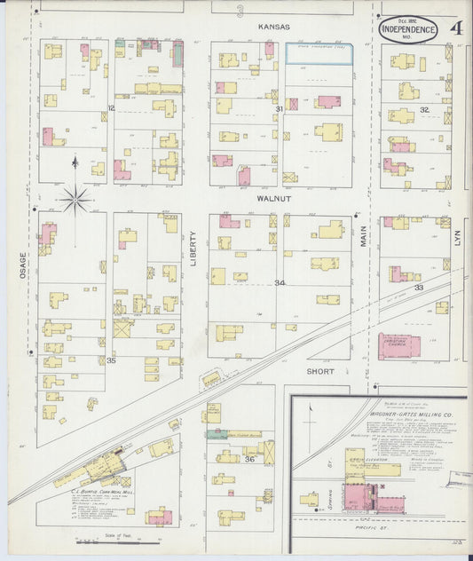 Sanborn Fire Insurance Map from Independence, Jackson County, Missouri (1892), Sheet #0004 - Historic Sanborn Fire Insurance Map Print, vintage old map wall art, antique decor, genealogy gift, Missouri Missouri map