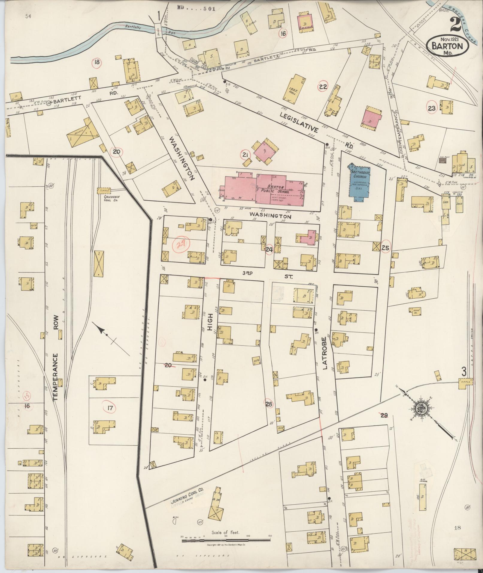 Sanborn Fire Insurance Map from Barton, Allegany County, Maryland (1936), Sheet #0002 - Complete Map Set gallery image, historic Sanborn map, vintage wall art, Maryland Maryland