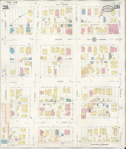 Sanborn Fire Insurance Map from Trinidad, Las Animas County, Colorado (1948), Sheet #0028 - Complete Map Set gallery image, historic Sanborn map, vintage wall art, Colorado Colorado
