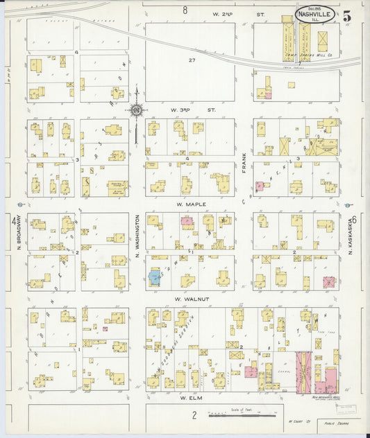 Sanborn Fire Insurance Map from Nashville, Washington County, Illinois (1915), Sheet #0005 - Historic Sanborn Fire Insurance Map Print, vintage old map wall art, antique decor, genealogy gift, Illinois Illinois map