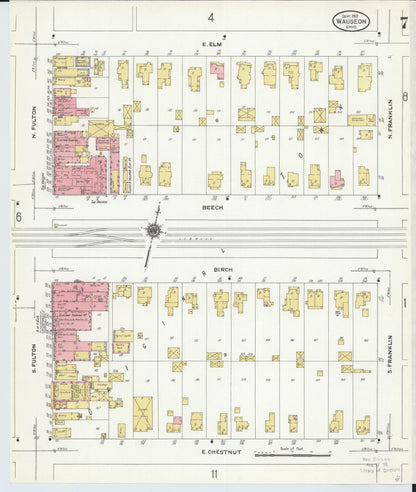 Sanborn Fire Insurance Map from Wauseon, Fulton County, Ohio (1910), Sheet #0007 - Historic Sanborn Fire Insurance Map Print, vintage old map wall art, antique decor, genealogy gift, Ohio Ohio map