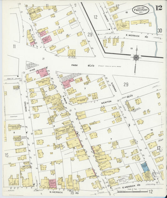 Sanborn Fire Insurance Map from Freeport, Nassau County, New York (1910), Sheet #0012 - Historic Sanborn Fire Insurance Map Print, vintage old map wall art, antique decor, genealogy gift, New York New York map