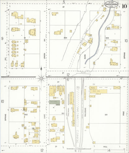 Sanborn Fire Insurance Map from Snohomish, Snohomish County, Washington (1905), Sheet #0010 - Complete Map Set gallery image, historic Sanborn map, vintage wall art, Washington Washington