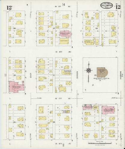 Sanborn Fire Insurance Map from Stillwater, Payne County, Oklahoma (1924), Sheet #0012 - Complete Map Set gallery image, historic Sanborn map, vintage wall art, Oklahoma Oklahoma
