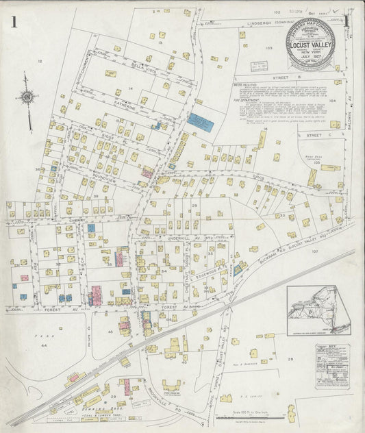 Sanborn Fire Insurance Map from Locust Valley, Nassau County, New York. (1927) – Historic Sanborn Fire Insurance Map Print