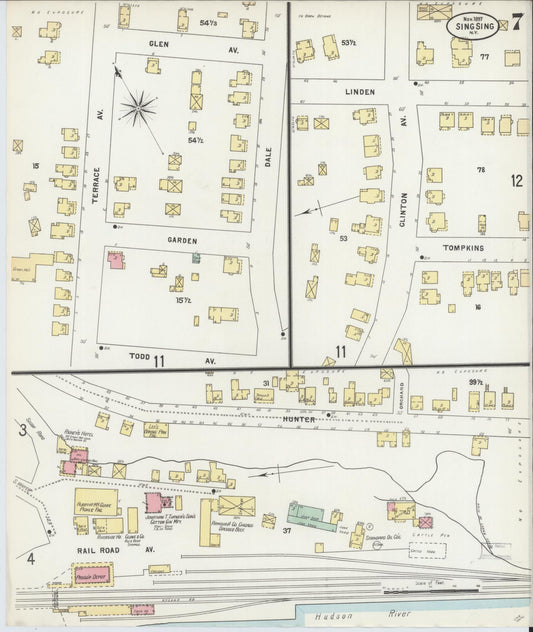 Sanborn Fire Insurance Map from Sing Sing, Westchester County, New York (1897), Sheet #0007 - Historic Sanborn Fire Insurance Map Print, vintage old map wall art, antique decor, genealogy gift, New York New York map