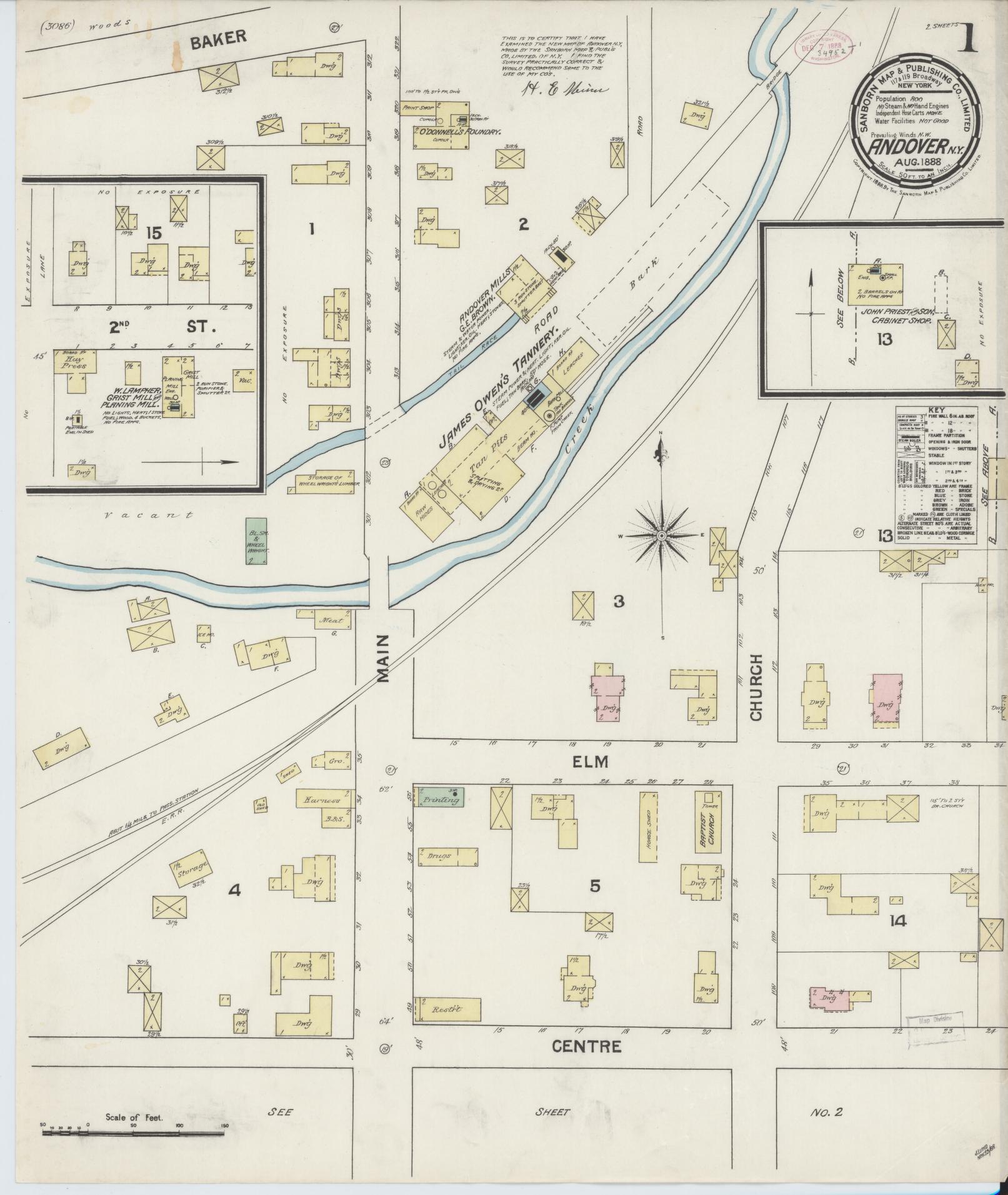 Sanborn Fire Insurance Map from Andover, Allegany County, New York. (1888) – Historic Sanborn Fire Insurance Map Print