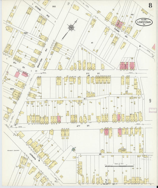 Sanborn Fire Insurance Map from Lewistown, Mifflin County, Pennsylvania (1910), Sheet #0008 - Historic Sanborn Fire Insurance Map Print, vintage old map wall art, antique decor, genealogy gift, Pennsylvania Pennsylvania map