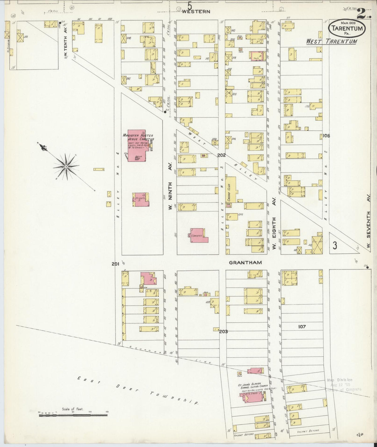 Sanborn Fire Insurance Map from Tarentum, Allegheny County, Pennsylvania (1909), Sheet #0002 - Historic Sanborn Fire Insurance Map Print, vintage old map wall art, antique decor, genealogy gift, Pennsylvania Pennsylvania map
