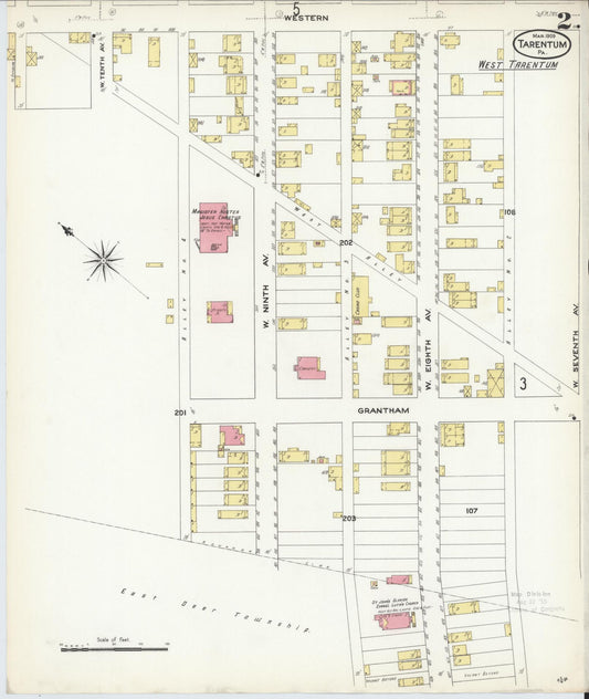 Sanborn Fire Insurance Map from Tarentum, Allegheny County, Pennsylvania (1909), Sheet #0002 - Historic Sanborn Fire Insurance Map Print, vintage old map wall art, antique decor, genealogy gift, Pennsylvania Pennsylvania map