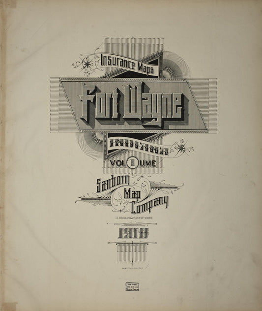 Sanborn Fire Insurance Map from Fort Wayne, Allen County, Indiana (1918), Sheet #0001 - Historic Sanborn Fire Insurance Map Print, vintage old map wall art, antique decor, genealogy gift, Indiana Indiana map
