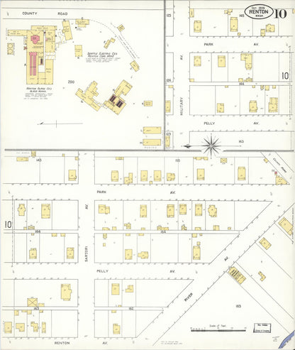 Sanborn Fire Insurance Map from Renton, King County, Washington (1909), Sheet #0010 - Complete Map Set gallery image, historic Sanborn map, vintage wall art, Washington Washington