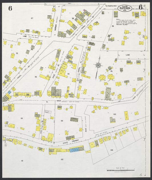 Sanborn Fire Insurance Map from Superior, Pinal County, Arizona (1926), Sheet #0006 - Historic Sanborn Fire Insurance Map Print, vintage old map wall art, antique decor, genealogy gift, Arizona Arizona map