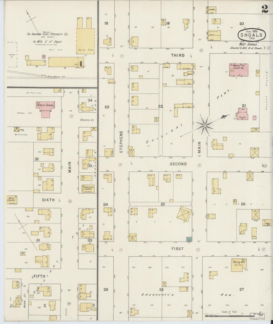 Sanborn Fire Insurance Map from Shoals, Martin County, Indiana (1895), Sheet #0002 - Historic Sanborn Fire Insurance Map Print, vintage old map wall art, antique decor, genealogy gift, Indiana Indiana map