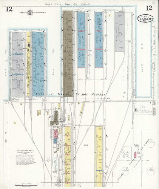 Sanborn Fire Insurance Map from Texas City, Galveston County, Texas (1931), Sheet #0012 - Historic Sanborn Fire Insurance Map Print, vintage old map wall art, antique decor, genealogy gift, Texas Texas map