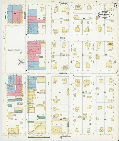 Sanborn Fire Insurance Map from Honey Grove, Fannin County, Texas (1902), Sheet #0005 - Complete Map Set gallery image, historic Sanborn map, vintage wall art, Texas Texas