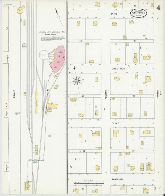 Sanborn Fire Insurance Map from Stillwell, Adair County, Oklahoma (1909), Sheet #0004 - Historic Sanborn Fire Insurance Map Print, vintage old map wall art, antique decor, genealogy gift, Oklahoma Oklahoma map