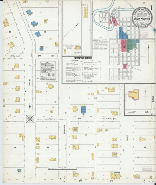 Sanborn Fire Insurance Map from Blue Rapids, Marshall County, Kansas. (1905) – Historic Sanborn Fire Insurance Map Print