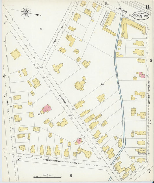 Sanborn Fire Insurance Map from Cooperstown, Otsego County, New York (1903), Sheet #0008 - Historic Sanborn Fire Insurance Map Print, vintage old map wall art, antique decor, genealogy gift, New York New York map