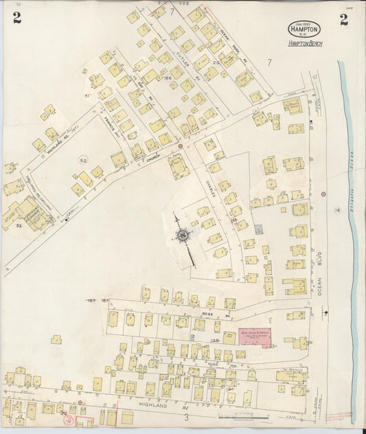 Sanborn Fire Insurance Map from Hampton, Rockingham County, New Hampshire (1942), Sheet #0002 - Historic Sanborn Fire Insurance Map Print, vintage old map wall art, antique decor, genealogy gift, New Hampshire New Hampshire map