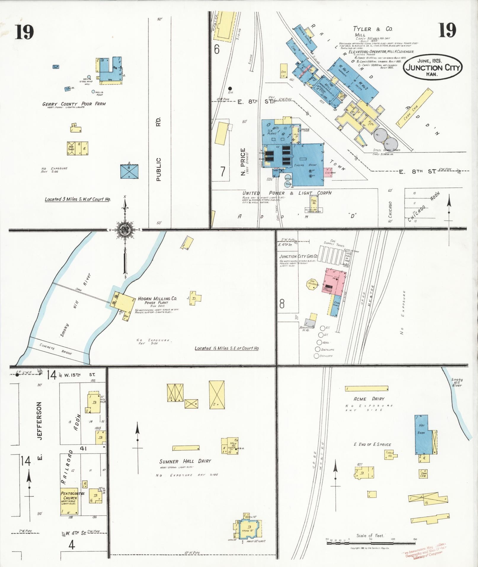 Sanborn Fire Insurance Map from Junction City, Geary County, Kansas (1925), Sheet #0019 - Complete Map Set gallery image, historic Sanborn map, vintage wall art, Kansas Kansas