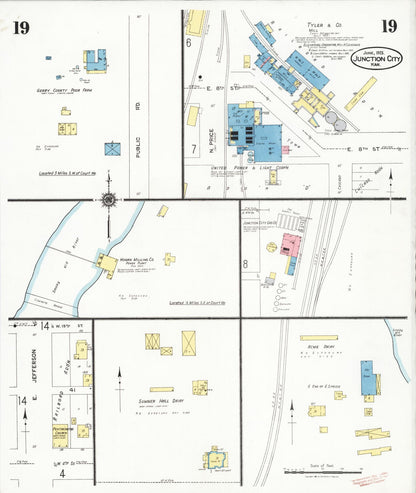 Sanborn Fire Insurance Map from Junction City, Geary County, Kansas (1925), Sheet #0019 - Complete Map Set gallery image, historic Sanborn map, vintage wall art, Kansas Kansas