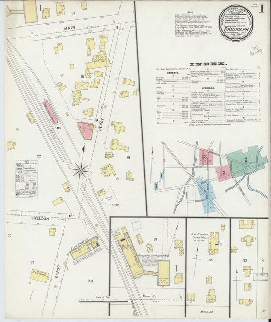 Sanborn Fire Insurance Map from Randolph, Cattaraugus County, New York (1897), Sheet #0001 - Historic Sanborn Fire Insurance Map Print, vintage old map wall art, antique decor, genealogy gift, New York New York map