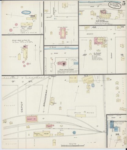 Sanborn Fire Insurance Map from Dixon, Lee County, Illinois (1885), Sheet #0005 - Complete Map Set gallery image, historic Sanborn map, vintage wall art, Illinois Illinois