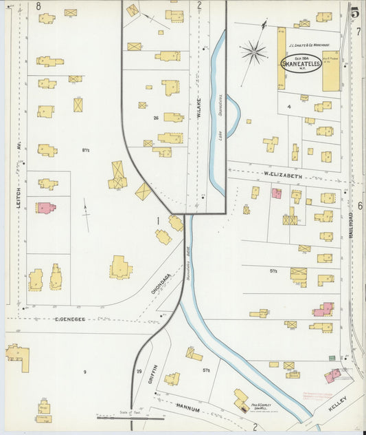 Sanborn Fire Insurance Map from Skaneateles, Onondaga County, New York (1904), Sheet #0005 - Historic Sanborn Fire Insurance Map Print, vintage old map wall art, antique decor, genealogy gift, New York New York map