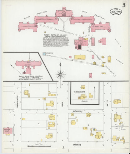 Sanborn Fire Insurance Map from Bolivar, Hardeman County, Tennessee (1901), Sheet #0003 - Complete Map Set gallery image, historic Sanborn map, vintage wall art, Tennessee Tennessee