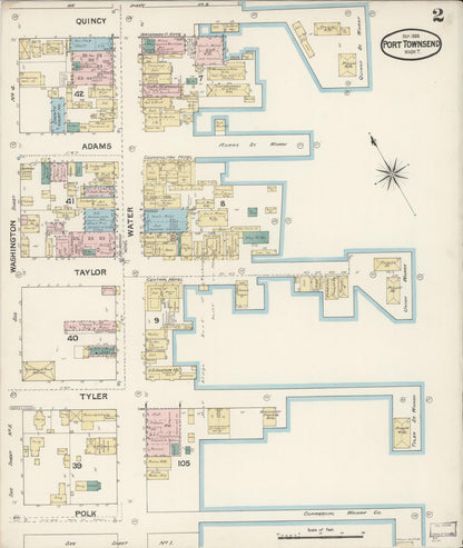 Sanborn Fire Insurance Map from Port Townsend, Jefferson County, Washington (1888), Sheet #0002 - Complete Map Set gallery image, historic Sanborn map, vintage wall art, Washington Washington