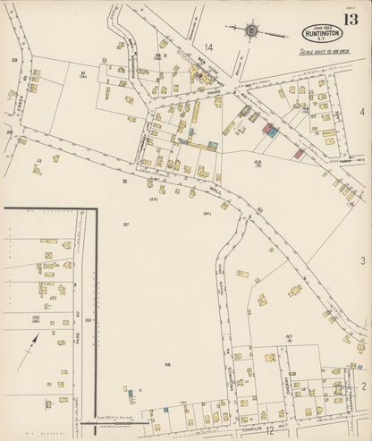 Sanborn Fire Insurance Map from Huntington, Suffolk County, New York (1922), Sheet #0013 - Complete Map Set gallery image, historic Sanborn map, vintage wall art, New York New York