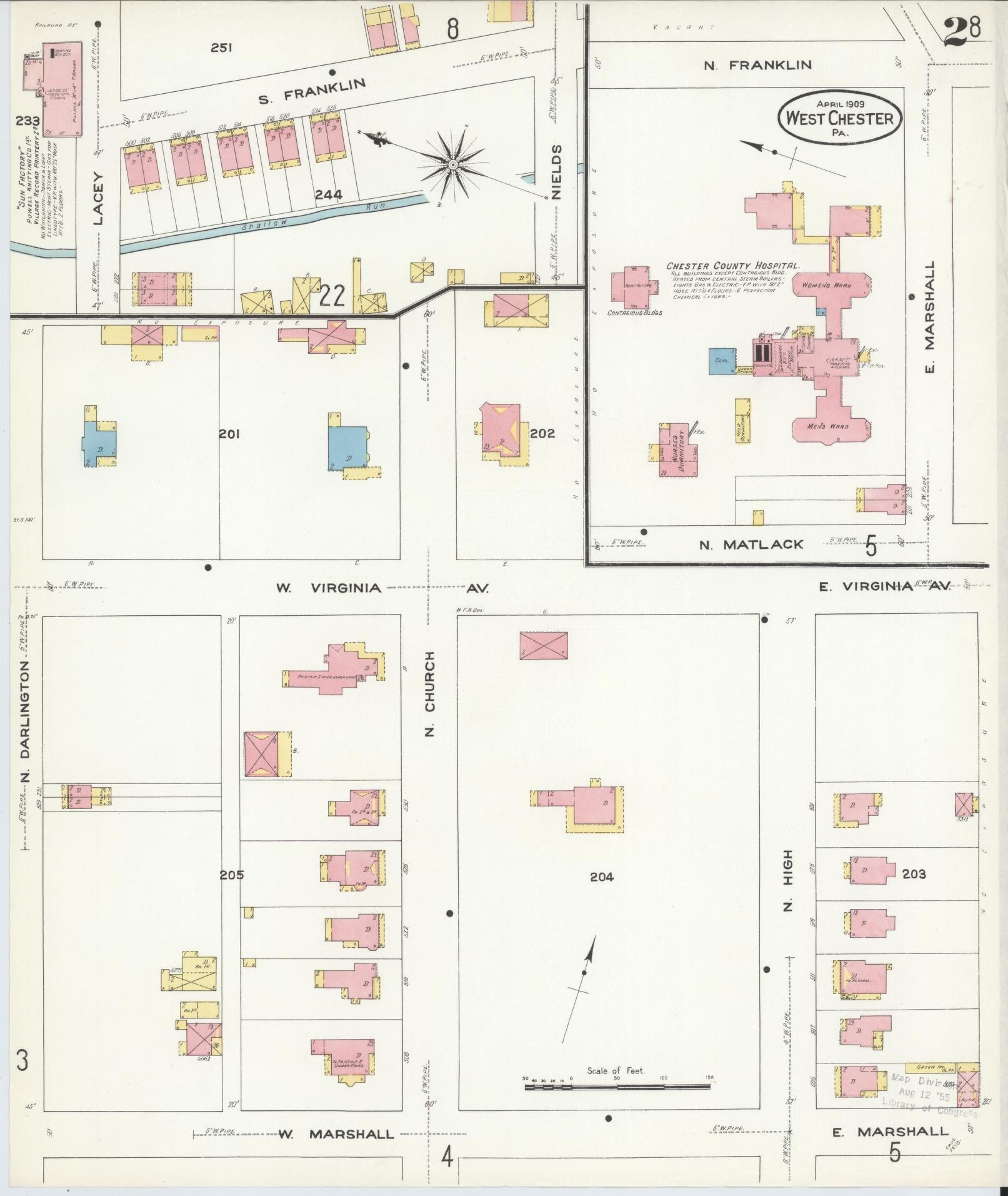 Sanborn Fire Insurance Map from West Chester, Chester County, Pennsylvania (1909), Sheet #0002 - Complete Map Set gallery image, historic Sanborn map, vintage wall art, Pennsylvania Pennsylvania