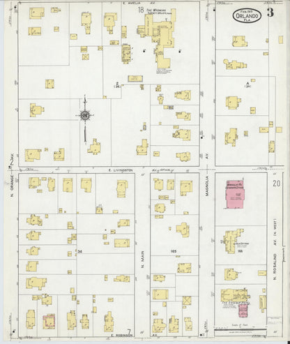 Sanborn Fire Insurance Map from Orlando, Orange County, Florida (1919), Sheet #0003 - Complete Map Set gallery image, historic Sanborn map, vintage wall art, Florida Florida