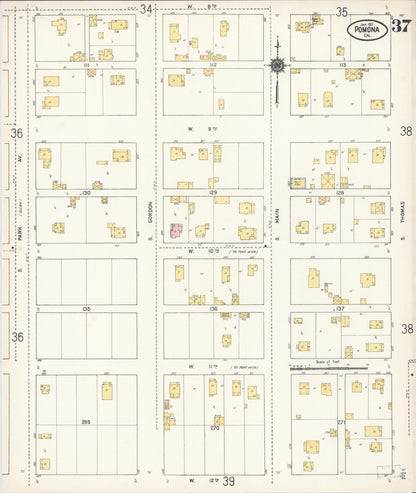 Sanborn Fire Insurance Map from Pomona, Los Angeles County, California (1911), Sheet #0037 - Complete Map Set gallery image, historic Sanborn map, vintage wall art, California California
