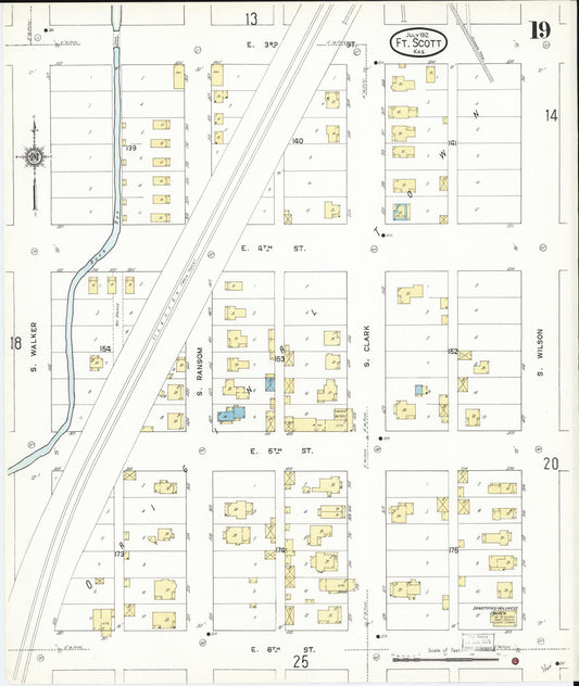 Sanborn Fire Insurance Map from Fort Scott, Bourbon County, Kansas (1912), Sheet #0019 - Historic Sanborn Fire Insurance Map Print, vintage old map wall art, antique decor, genealogy gift, Kansas Kansas map
