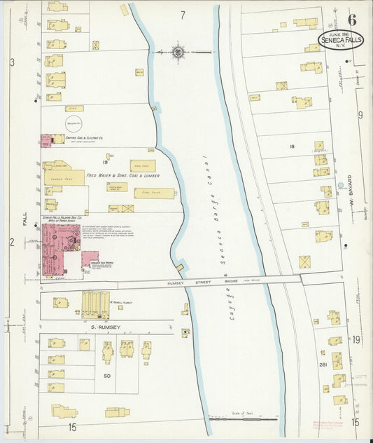 Sanborn Fire Insurance Map from Seneca Falls, Seneca County, New York (1916), Sheet #0006 - Historic Sanborn Fire Insurance Map Print, vintage old map wall art, antique decor, genealogy gift, New York New York map