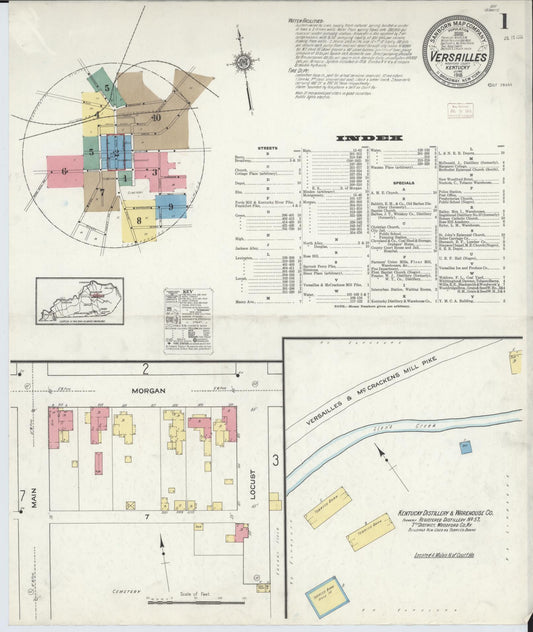 Sanborn Fire Insurance Map from Versailles, Woodford County, Kentucky. (1915) – Historic Sanborn Fire Insurance Map Print