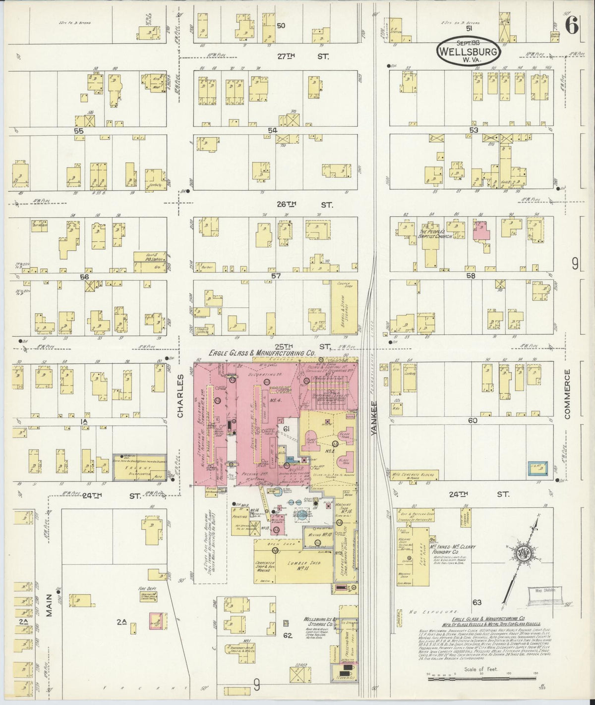 Sanborn Fire Insurance Map from Wellsburg, Brooke County, West Virginia (1913), Sheet #0006 - Complete Map Set gallery image, historic Sanborn map, vintage wall art, West Virginia West Virginia