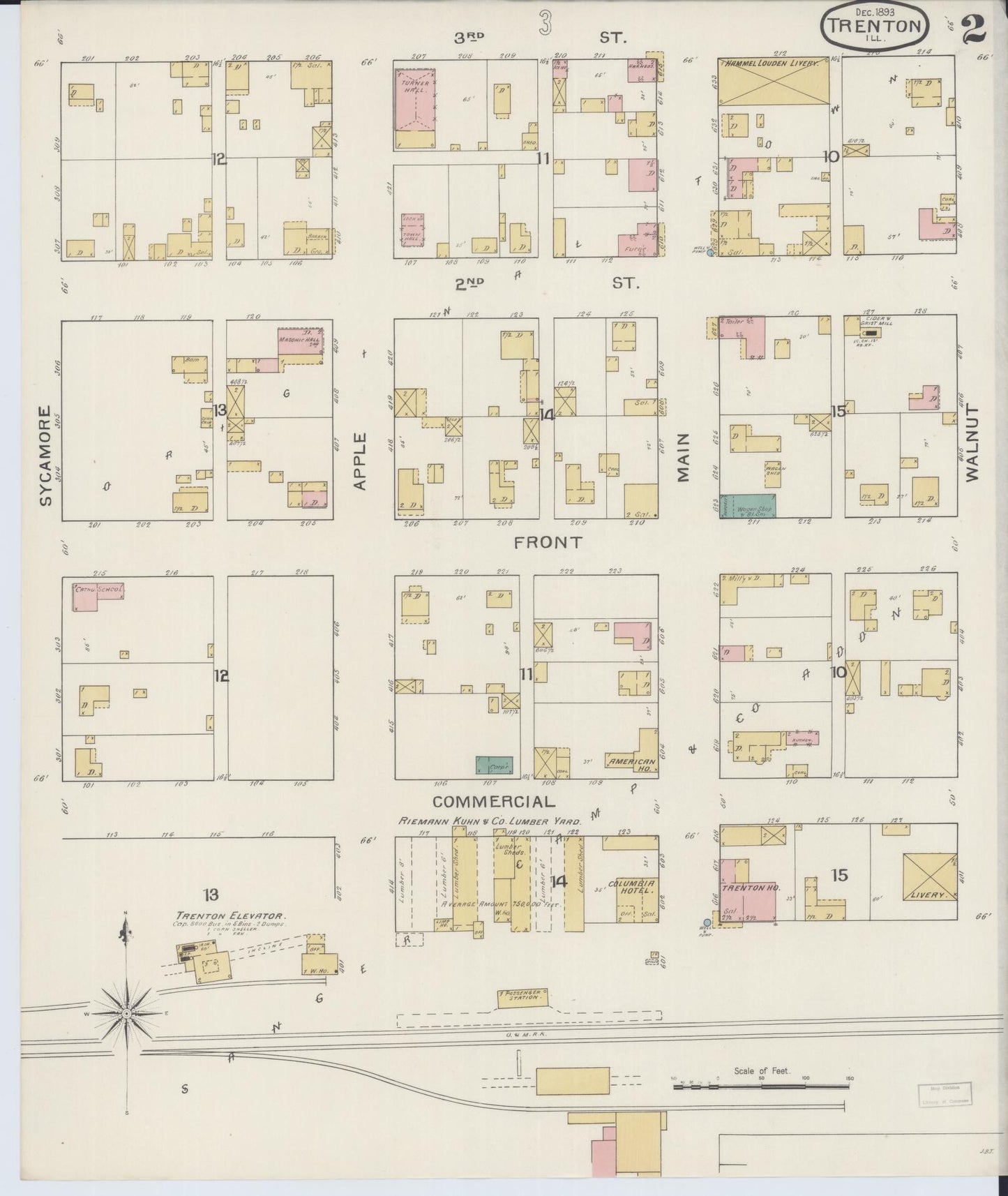 Sanborn Fire Insurance Map from Trenton, Clinton County, Illinois (1893), Sheet #0002 - Complete Map Set gallery image, historic Sanborn map, vintage wall art, Illinois Illinois