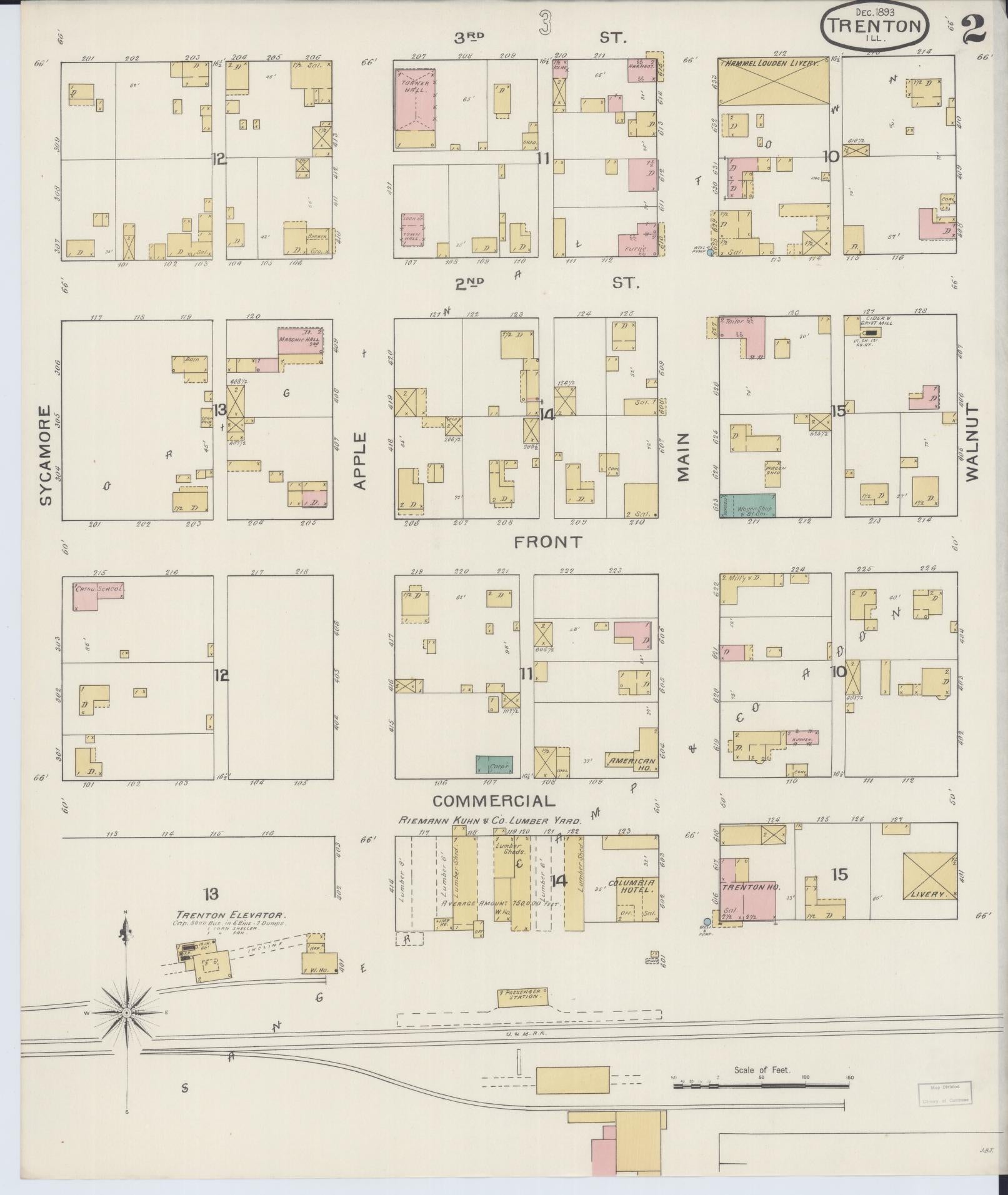 Sanborn Fire Insurance Map from Trenton, Clinton County, Illinois (1893), Sheet #0002 - Complete Map Set gallery image, historic Sanborn map, vintage wall art, Illinois Illinois