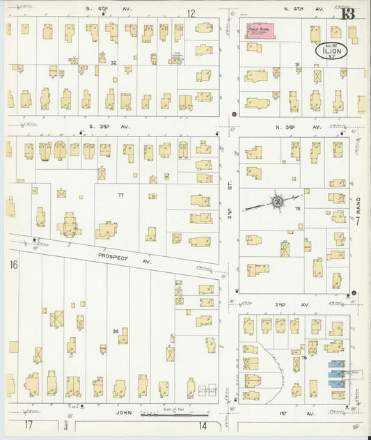 Sanborn Fire Insurance Map from Ilion, Herkimer County, New York (1912), Sheet #0013 - Historic Sanborn Fire Insurance Map Print, vintage old map wall art, antique decor, genealogy gift, New York New York map