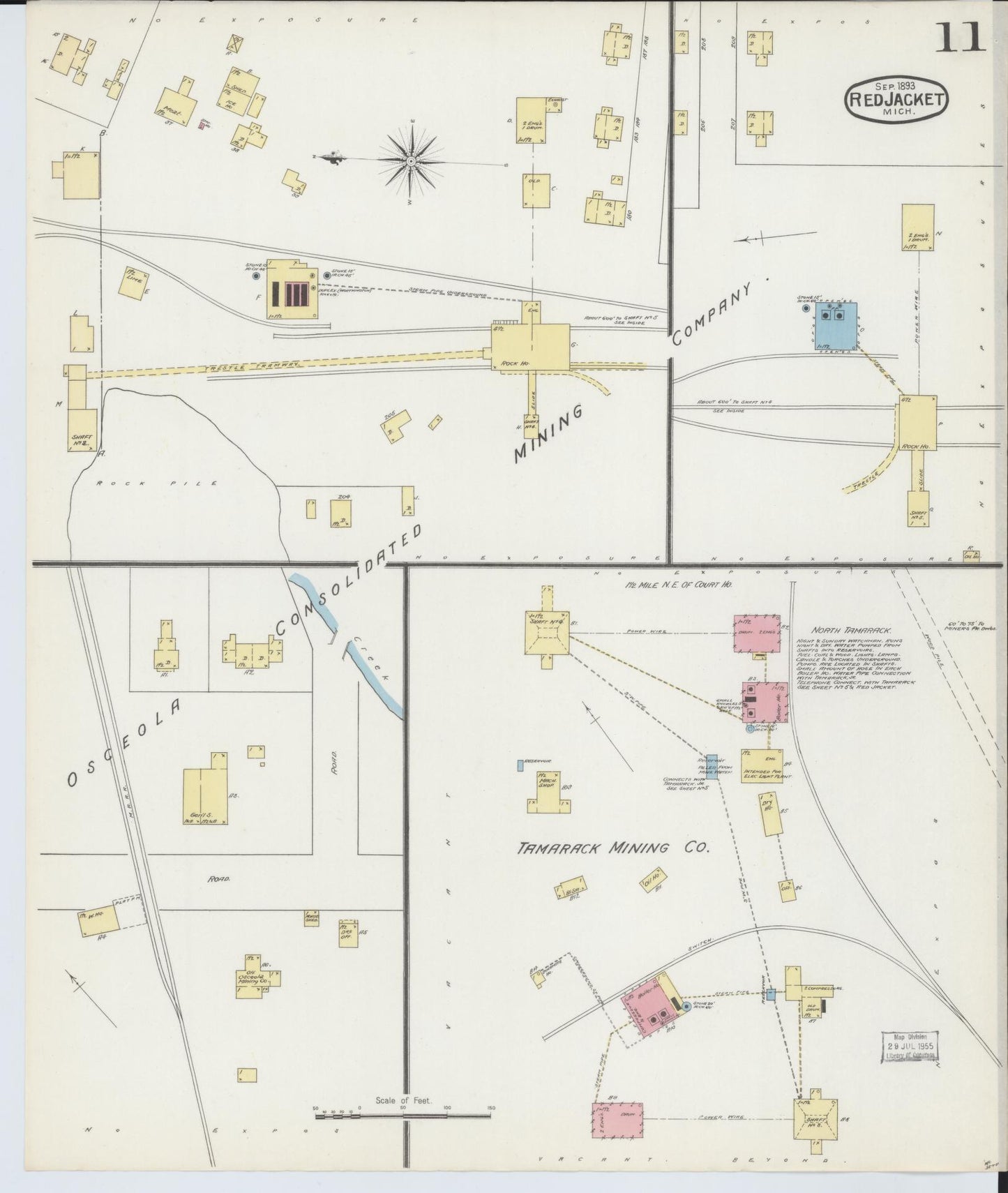 Sanborn Fire Insurance Map from Red Jacket, Houghton County, Michigan (1893), Sheet #0011 - Complete Map Set gallery image, historic Sanborn map, vintage wall art, Michigan Michigan