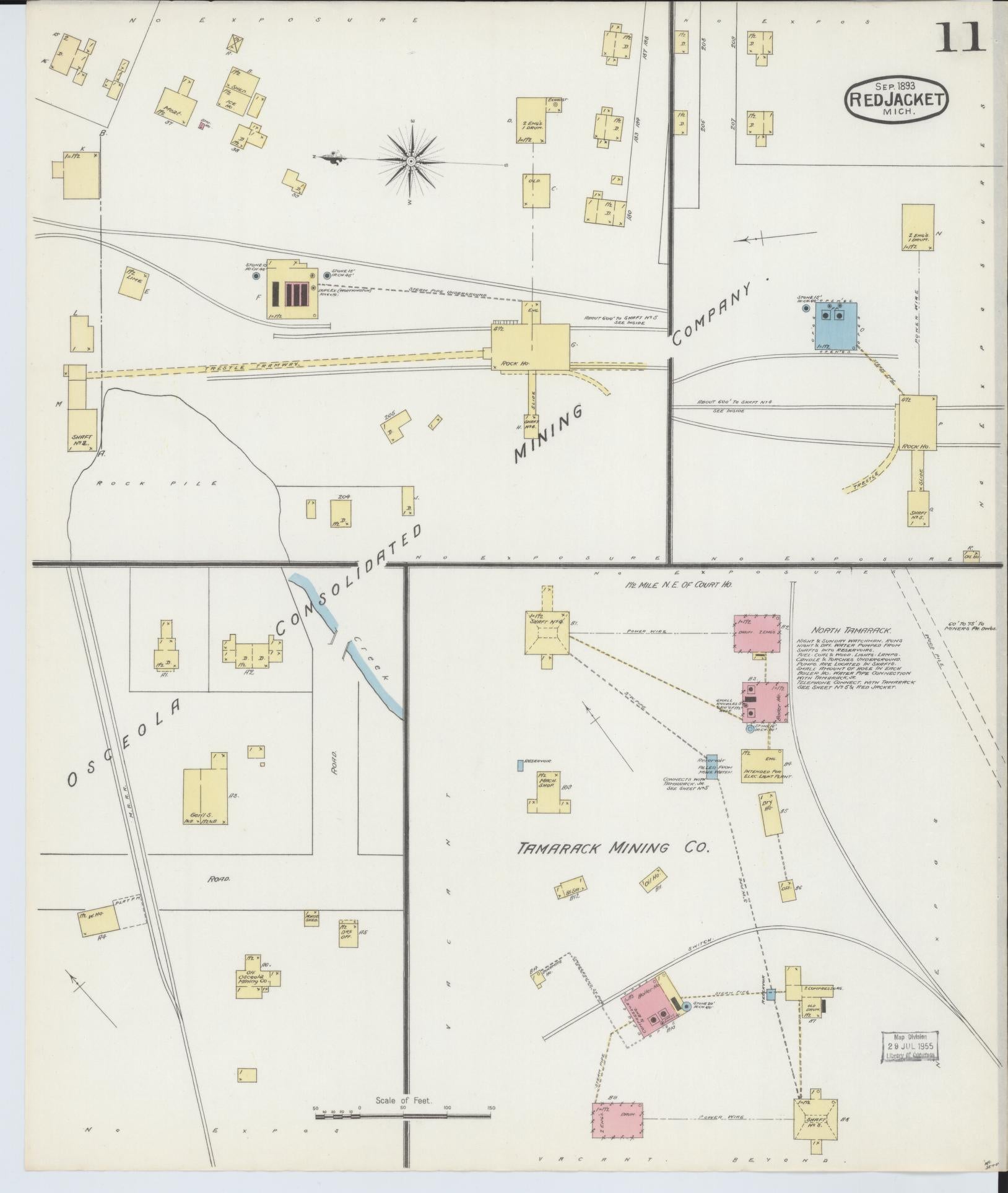 Sanborn Fire Insurance Map from Red Jacket, Houghton County, Michigan (1893), Sheet #0011 - Complete Map Set gallery image, historic Sanborn map, vintage wall art, Michigan Michigan