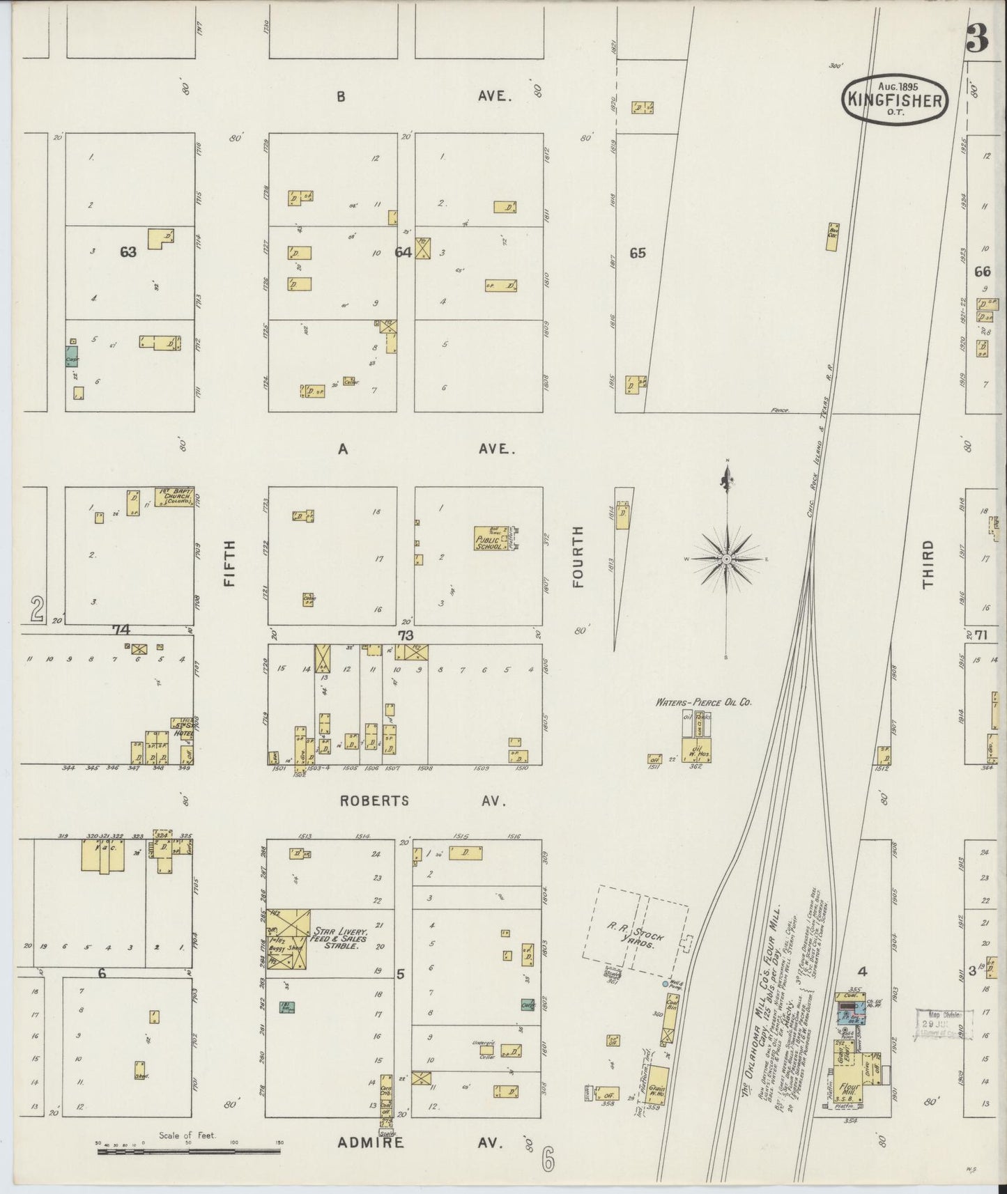 Sanborn Fire Insurance Map from Kingfisher, Kingfisher County, Oklahoma (1895), Sheet #0003 - Complete Map Set gallery image, historic Sanborn map, vintage wall art, Oklahoma Oklahoma