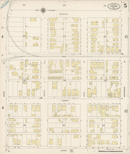 Sanborn Fire Insurance Map from Hoquiam, Grays Harbor County, Washington (1916), Sheet #0005 - Historic Sanborn Fire Insurance Map Print, vintage old map wall art, antique decor, genealogy gift, Washington Washington map