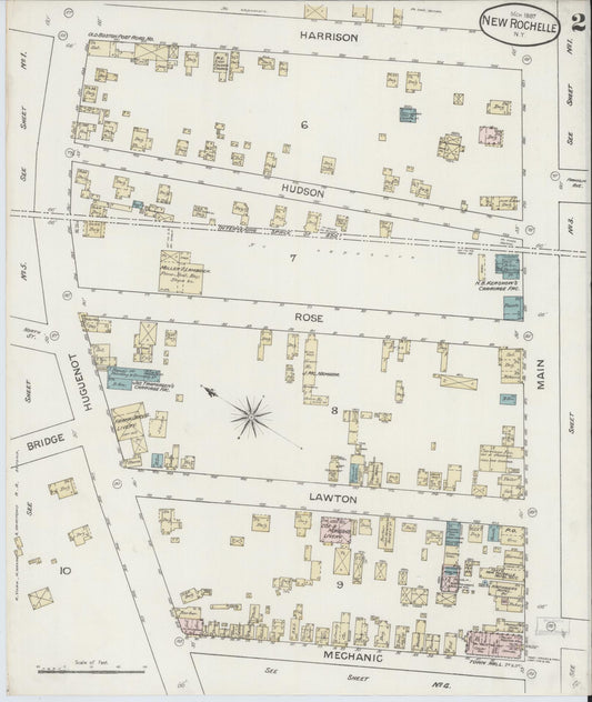 Sanborn Fire Insurance Map from New Rochelle, Westchester County, New York (1887), Sheet #0002 - Historic Sanborn Fire Insurance Map Print, vintage old map wall art, antique decor, genealogy gift, New York New York map