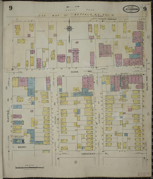 Sanborn Fire Insurance Map from Lackawanna, Erie County, New York (1950), Sheet #0009 - Historic Sanborn Fire Insurance Map Print, vintage old map wall art, antique decor, genealogy gift, New York New York map
