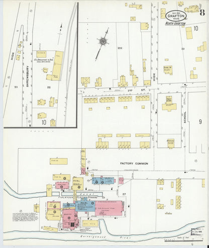 Sanborn Fire Insurance Map from Grafton, Worcester County, Massachusetts (1910), Sheet #0008 - Complete Map Set gallery image, historic Sanborn map, vintage wall art, Massachusetts Massachusetts